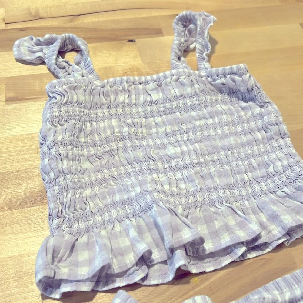 PURPLE AND WHITE GINGHAM TWO PIECE SET - SIZE 18-24M